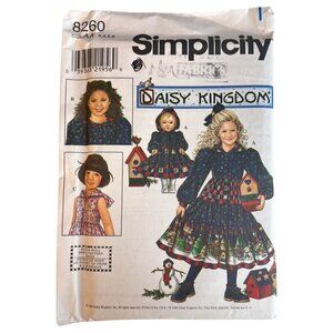 Simplicity Daisy Kingdom Sewing Pattern 8260 Girls Dress Matching Doll Dress 3-6